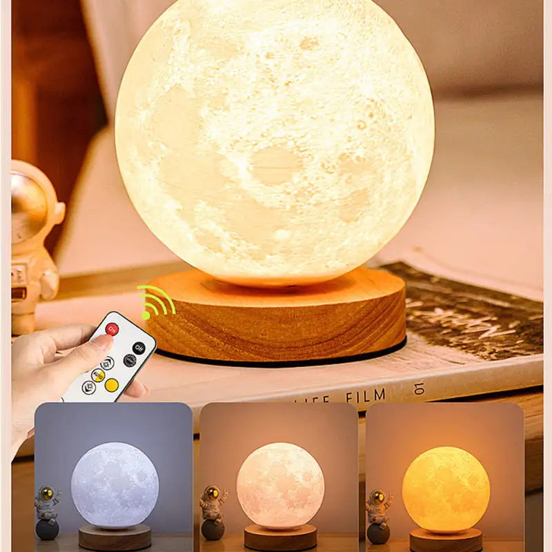 Lampe de nuit LED 3D rotative à 360° en forme de lune