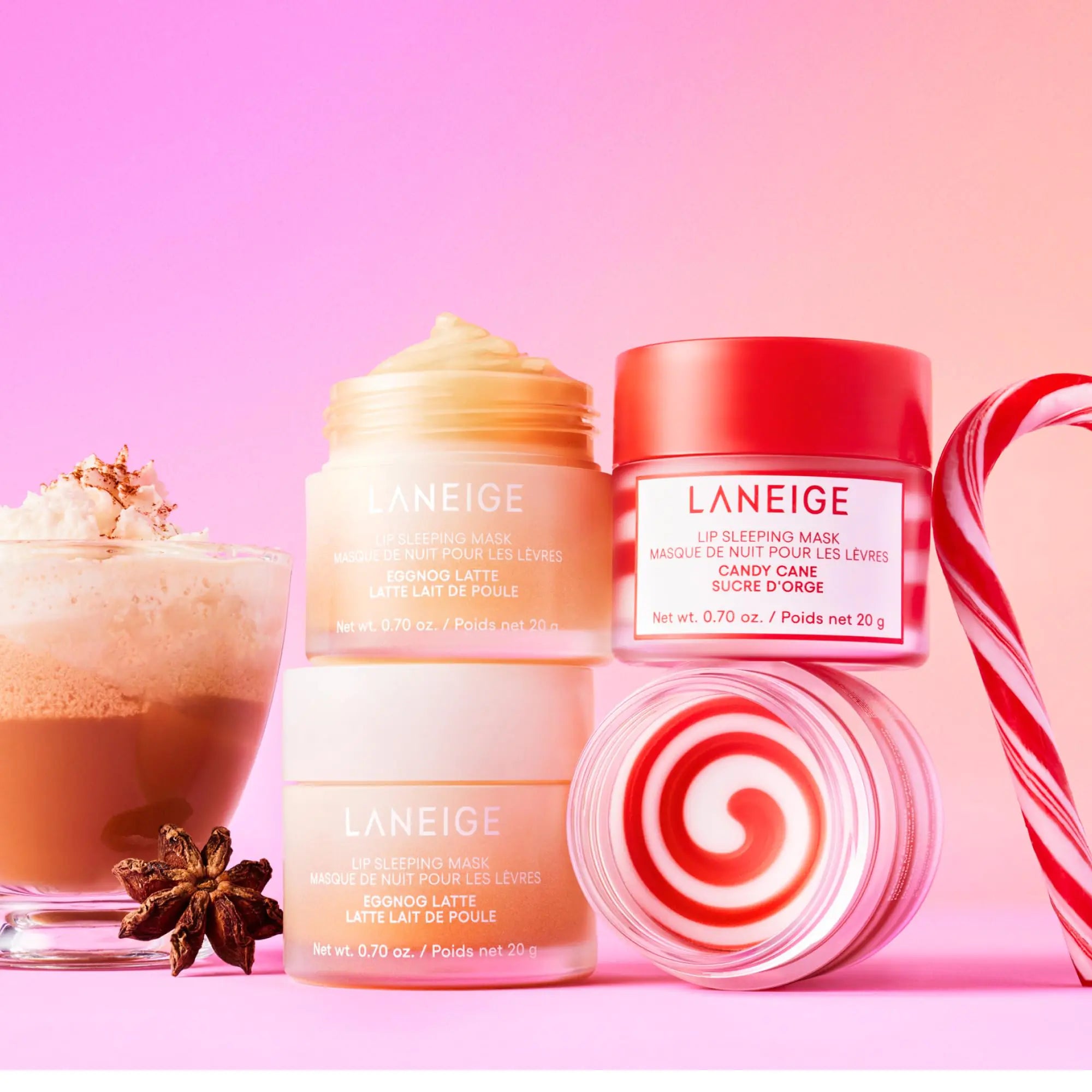 LANEIGE Lip Sleeping Mask: Nourish, Hydrate, Vitamin C, Murumuru & Shea Butter, Antioxidants, Flaky, Dry Lips Candy Cane Swirl - Vivareflex Online