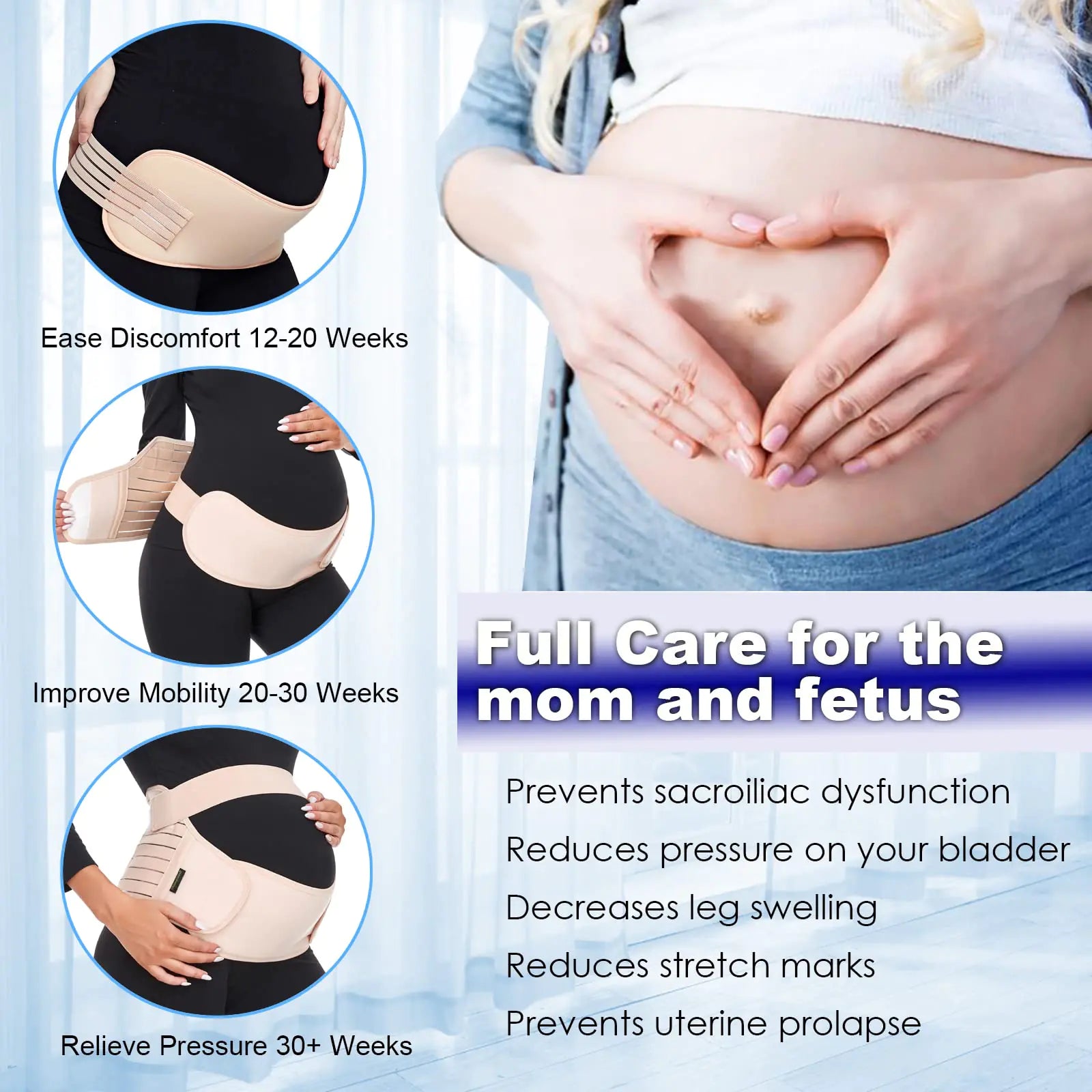 ChongErfei 3-in-1 Maternity Support Belt – Back, Pelvic, and Hip Pain Relief for Pregnancy (Black, Medium: Fits 35.5