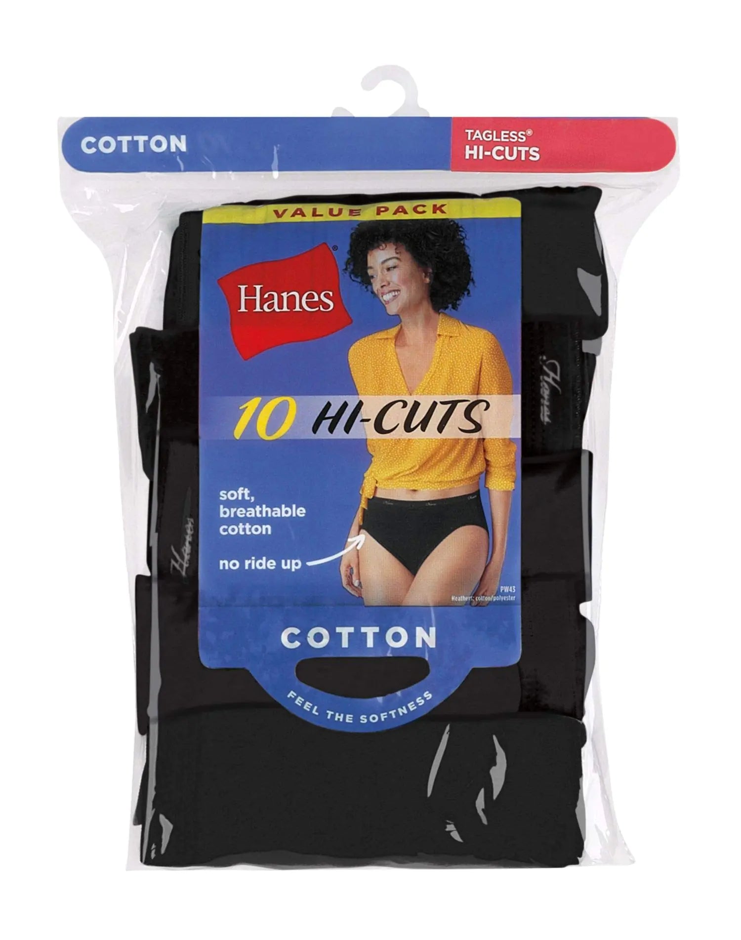 Hanes Women's Hi-Cut Cotton Underwear, Value 10-Pack, Assorted High-Waisted Panties (Colors May Vary) 7 All Black - Vivareflex Online