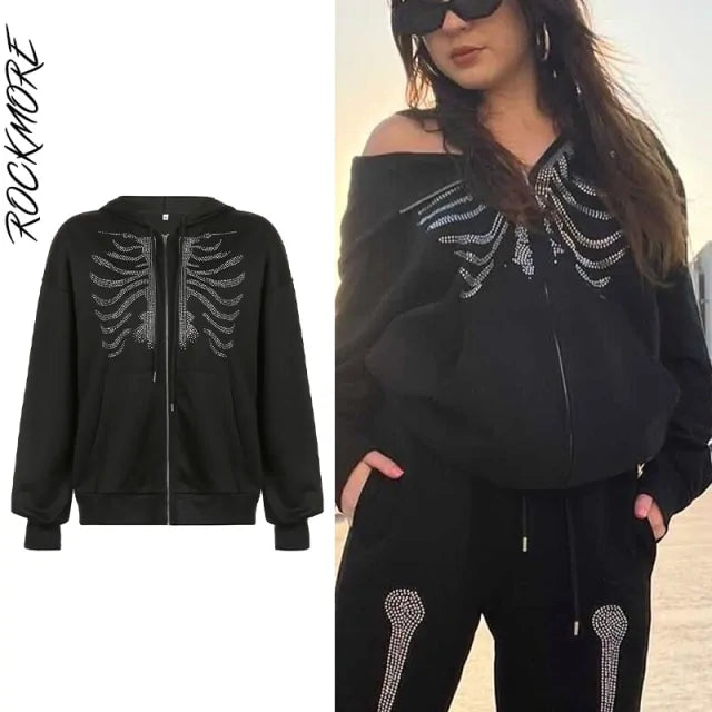 Bone Rhinestone Women Sweatpants and Jacket Vivareflex Online