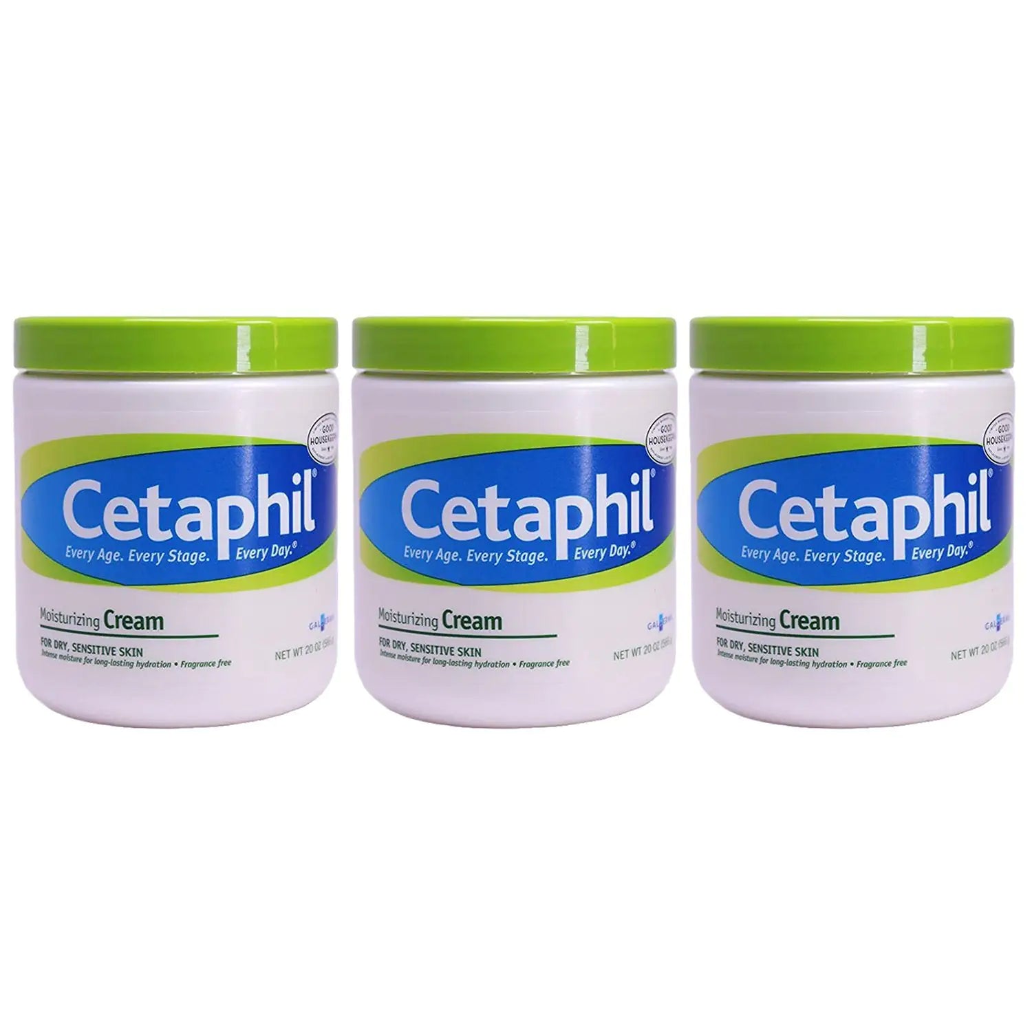 Cetaphil Moisturizing Cream (20 Ounce) (3 Pack) Fragrance Free 1.25 Pound (Pack of 3)