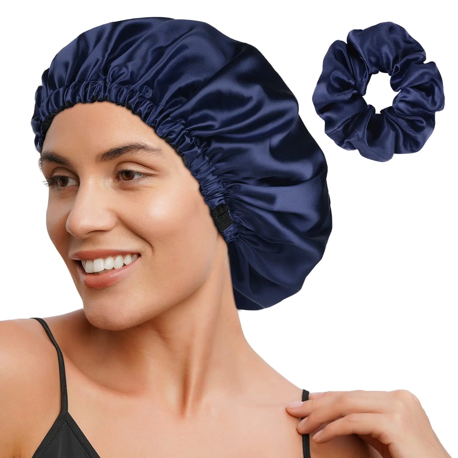 YANIBEST Bonnet en Satin Bonnet en Soie Bonnet Réglable pour Cheveux pour Dormir Bonnets pour Cheveux pour Femmes Cheveux Naturels Bouclés Taille Unique Marron