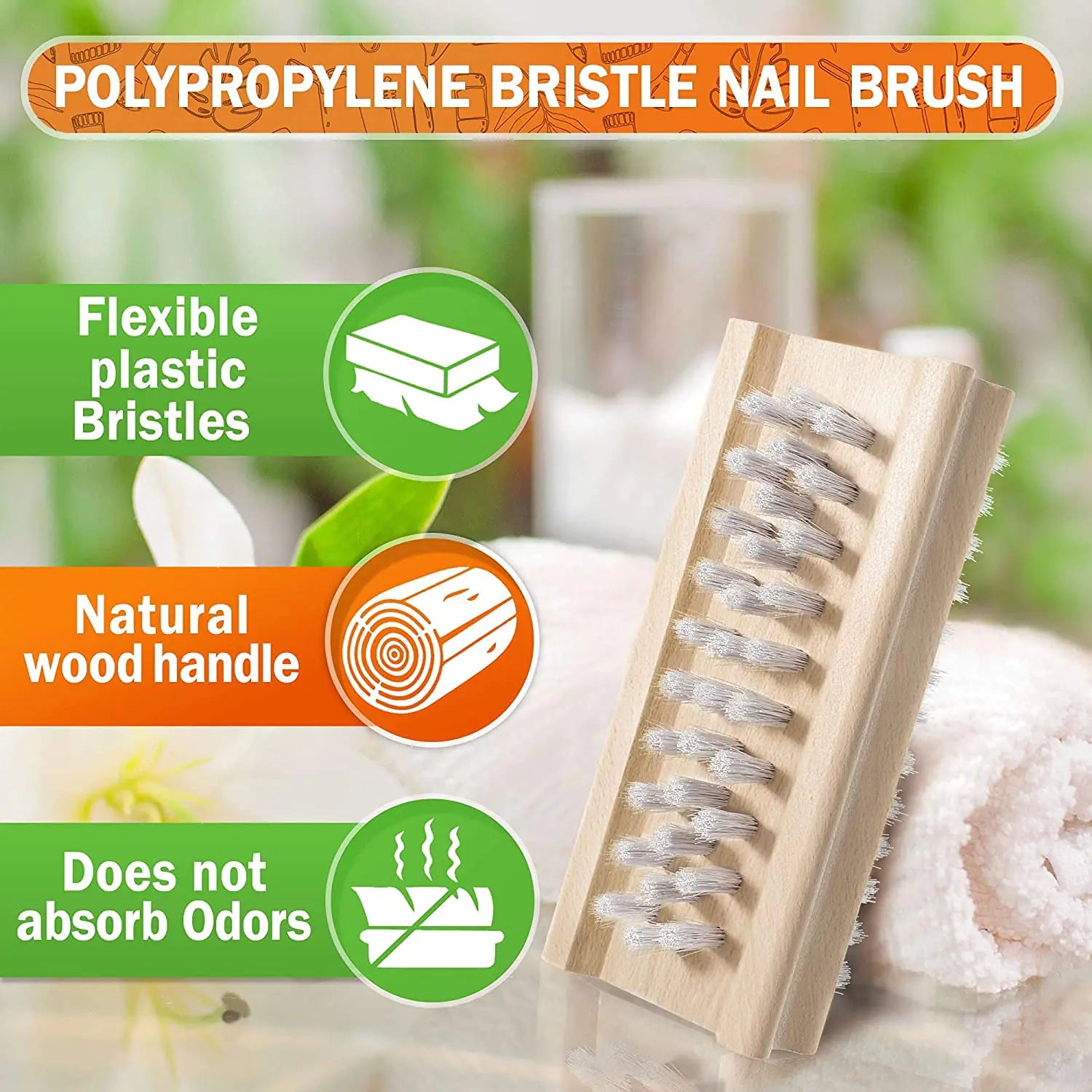 Konex Brosse à ongles et à main double face en bois antidérapante - Brosses à ongles à poils durs pour le nettoyage sous les ongles - Brosse à ongles robuste pour manucure et utilisation automobile - Lot de 2 Lot de 2 2.0