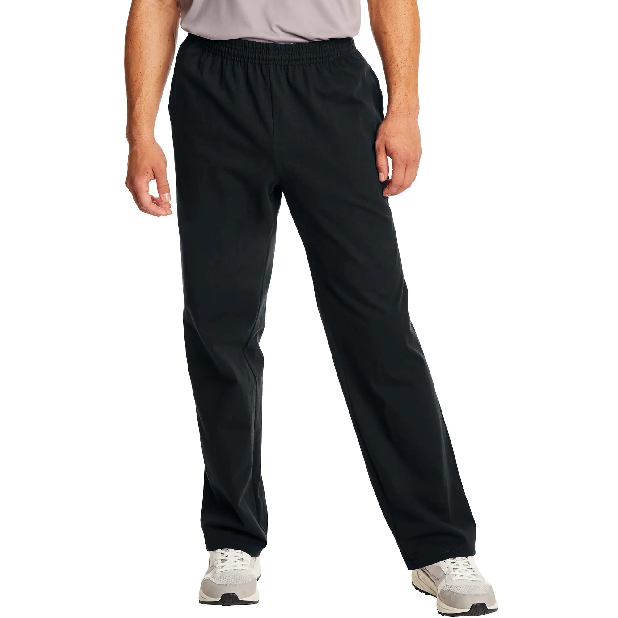 Hanes Essentials Sweatpants, Men’s Cotton Jersey Pants with Pockets, 33” X-Large Black