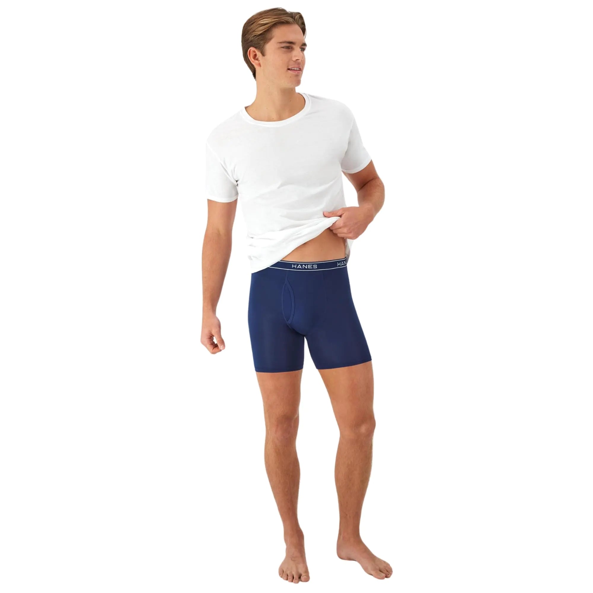 Sous-vêtements boxeurs Hanes Value Performance Stretch pour hommes, évacuant l'humidité, lot de 6, taille S, noir/bleu/gris