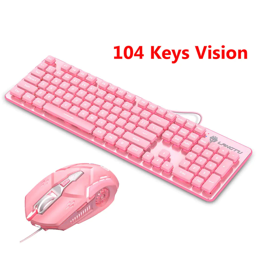 Ensemble clavier et souris filaire rose mignon