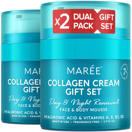 MAREE Face Moisturizer Collagen Cream Gift Set [2 Pack] Face Moisturizer Gift Set - Face Cream with Hyaluronic Acid & Retinol 1.7 Fl Oz (Pack of 2)