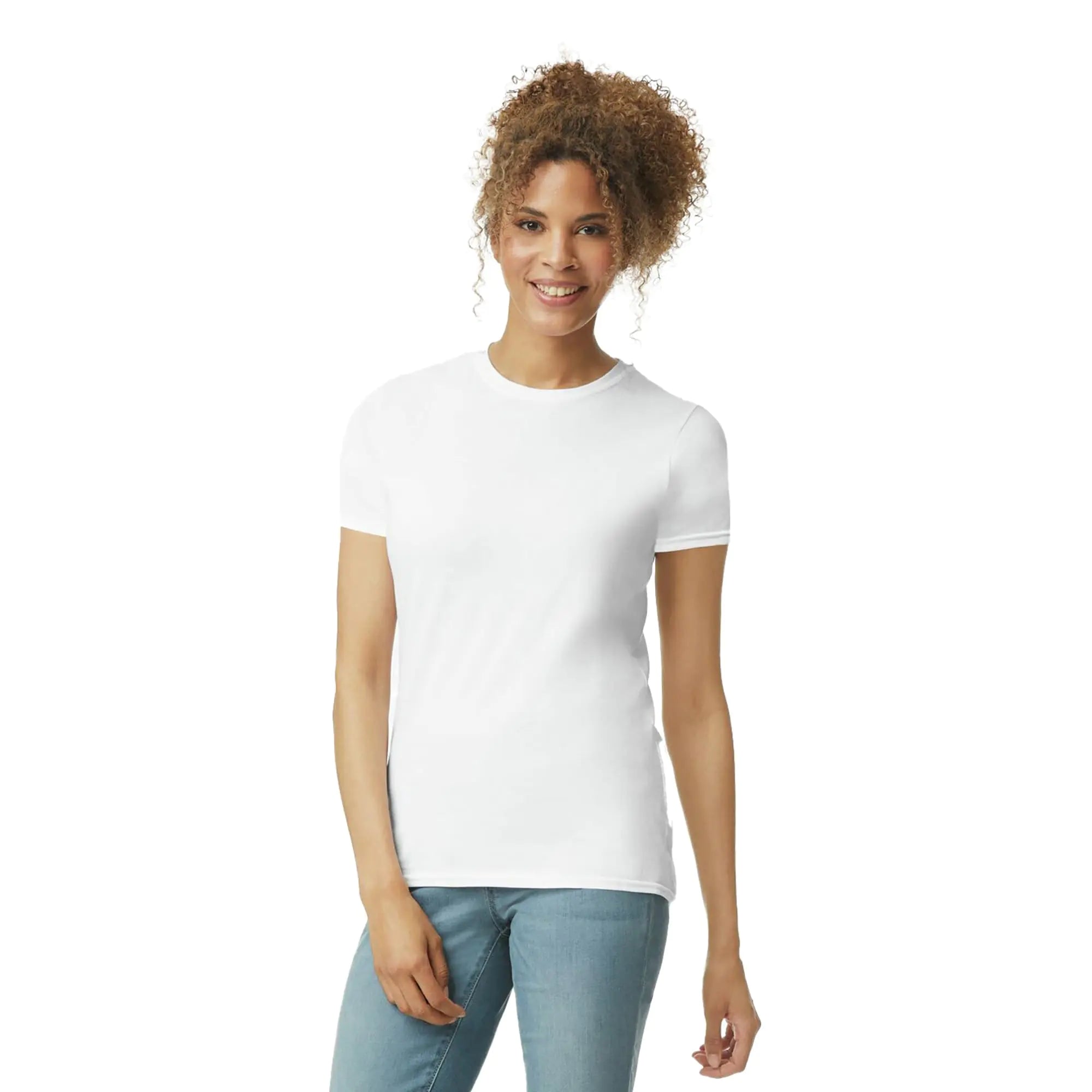 Camiseta de algodón Softstyle para mujer de Gildan, estilo G64000L, paquete múltiple, talla extragrande, color blanco (paquete de 2) 