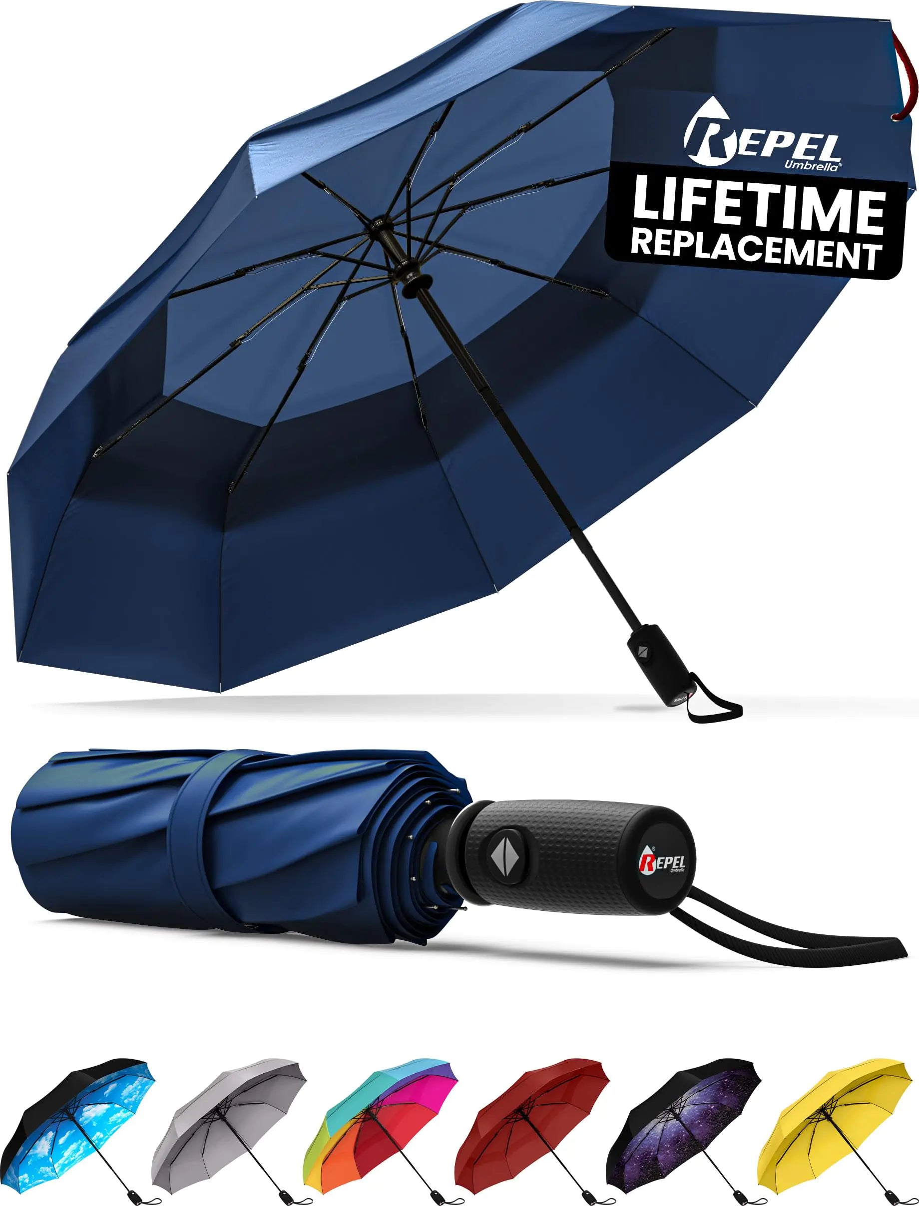 Repel Umbrella Windproof Travel Umbrella - Auto Open & Close, Compact & Durable - Vivareflex Online