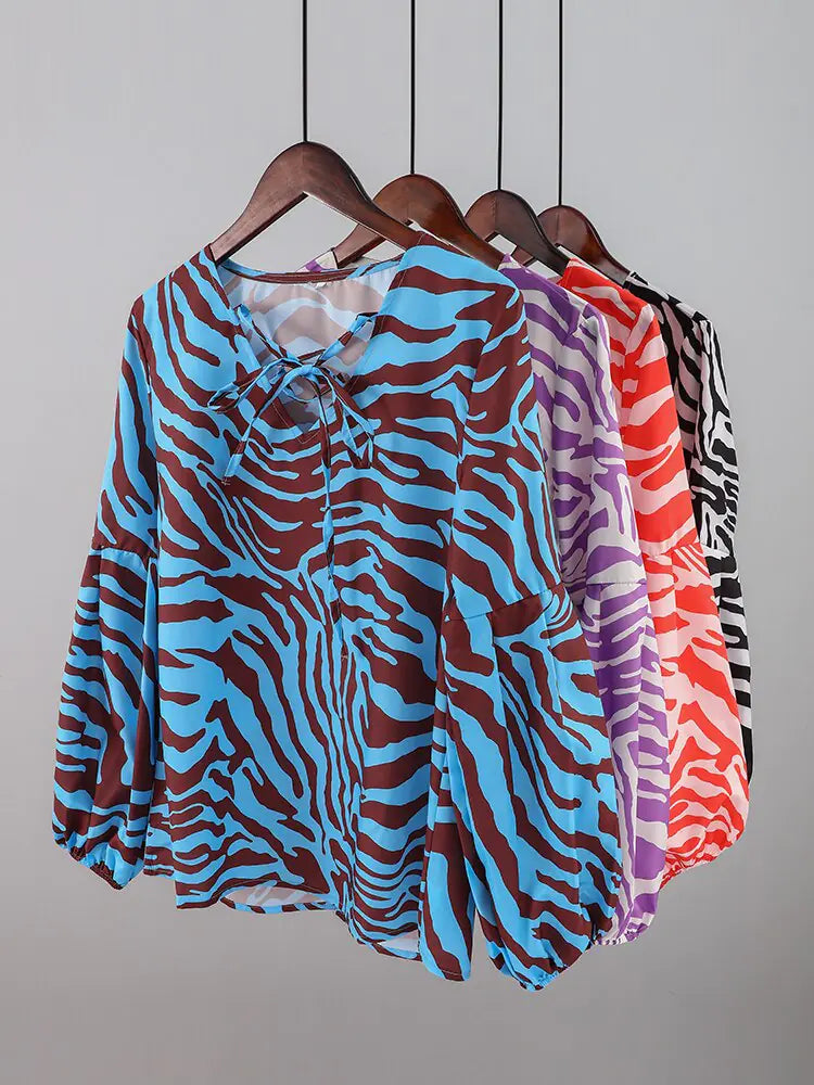 Safari Chic V-neck Blouse Vivareflex Online