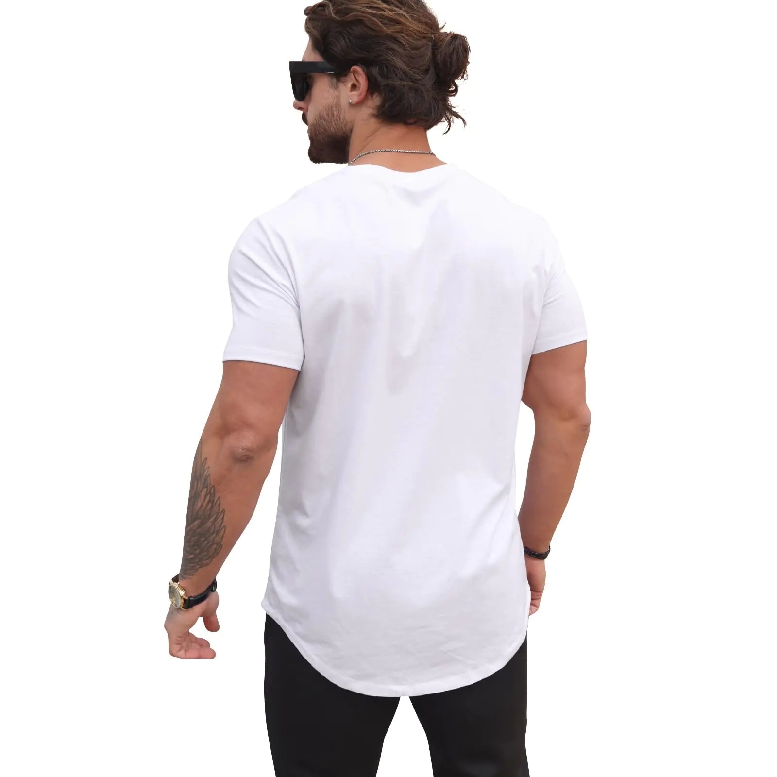 Mens T Shirts Casual Hipster Hip Hop Longline Crewneck Tee Shirts 2-white/White（2pack） 4X-Large