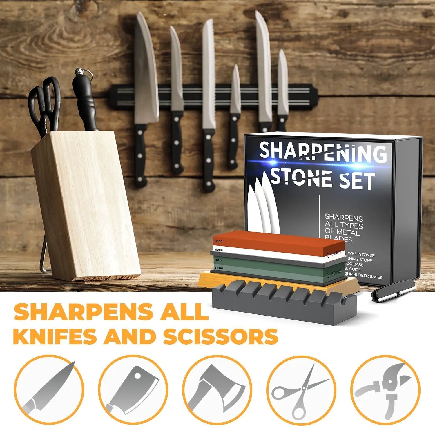 Complete Knife Care Kit - Includes Flattening Stone & Nonslip Bases with Angle Guide Vivareflex Online