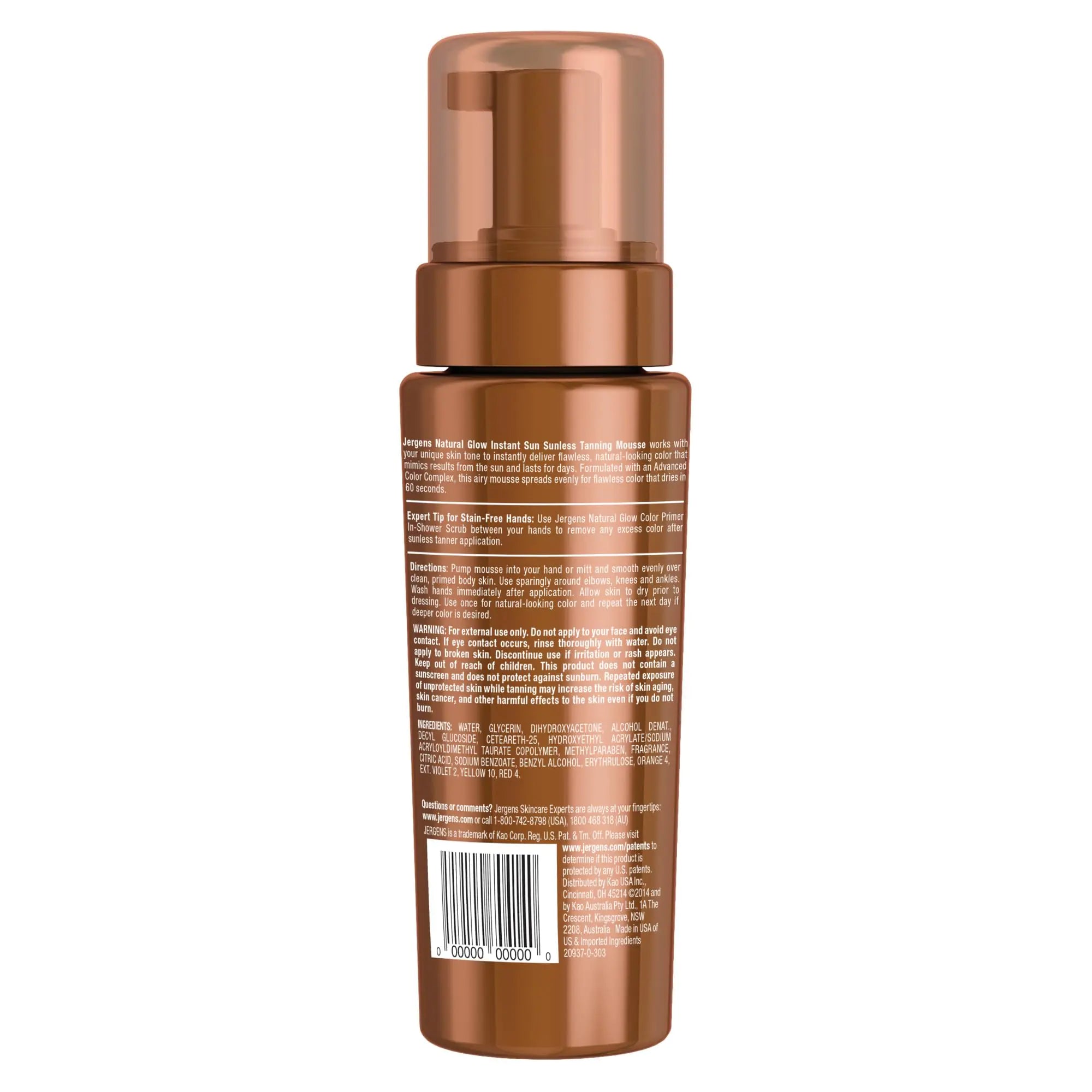 Jergens Natural Glow Instant Self Tanner Mousse, Sunless Tanning Light Bronze Tan - Vivareflex Online