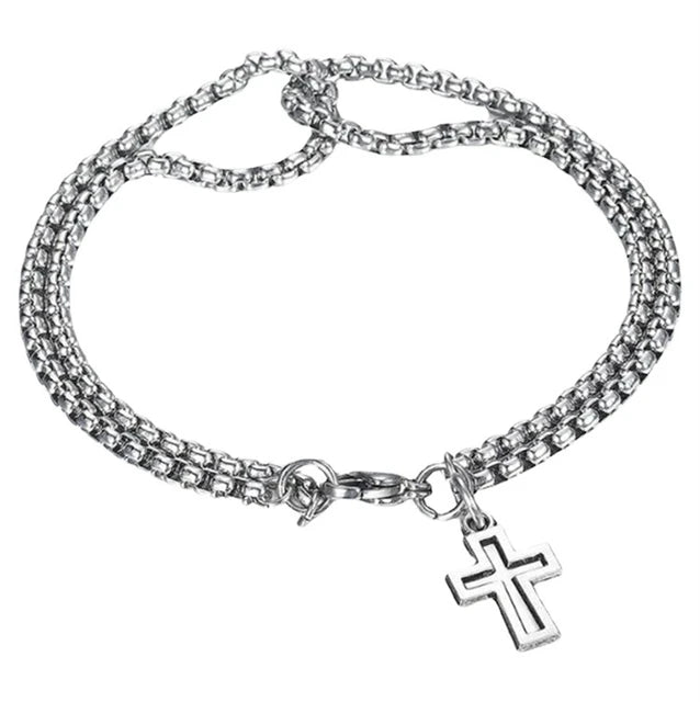 Hollow Double Chain Cross Pendant for Men Vivareflex Online