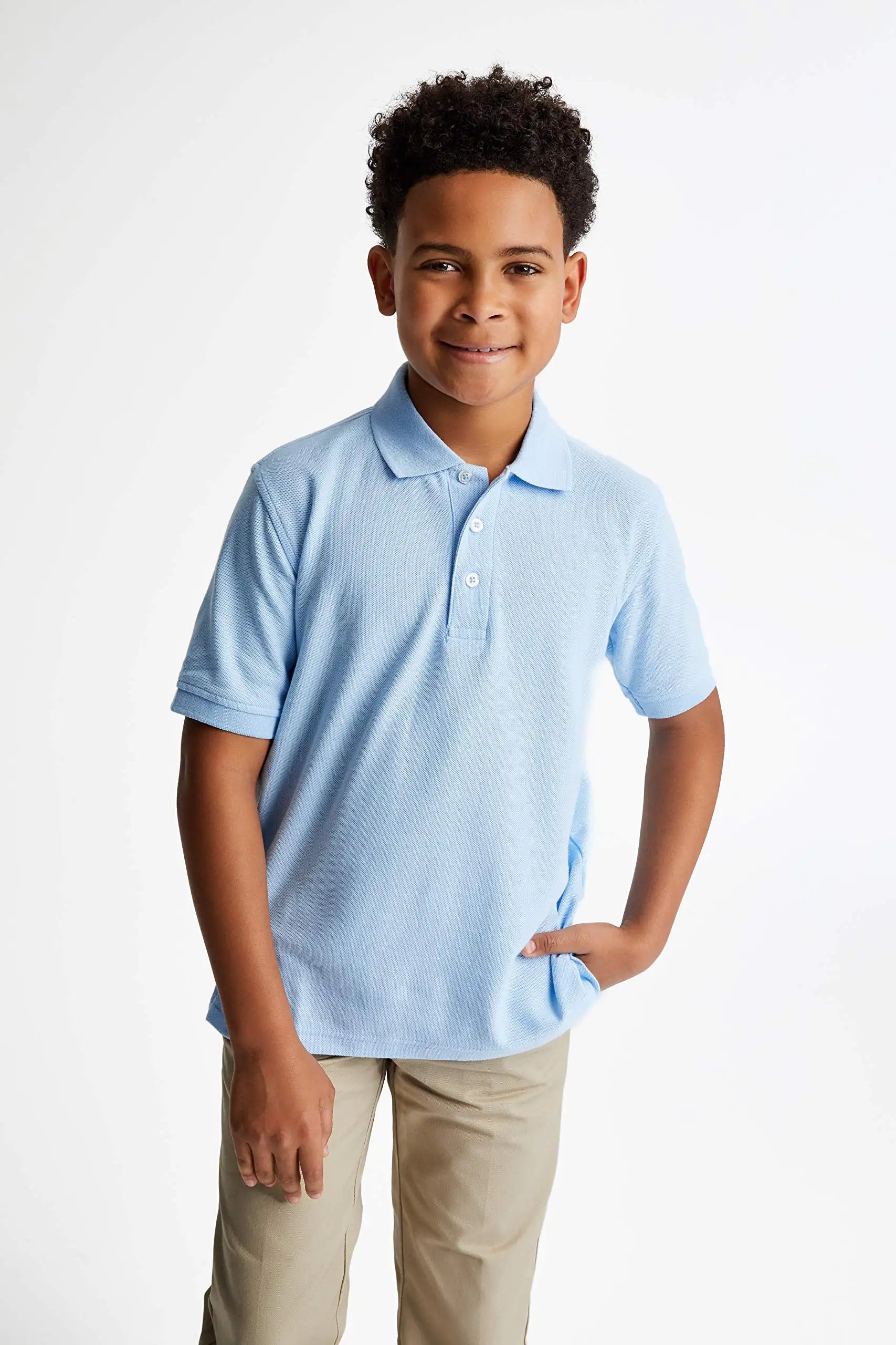 French Toast Boys' Short Sleeve Pique Polo Uniform Shirt (Standard & Husky) 3T Light Blue