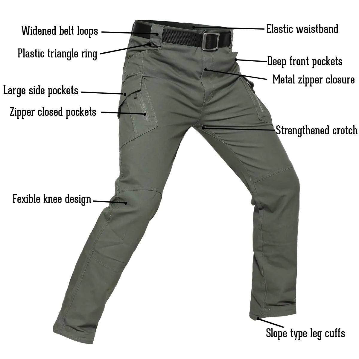 Pantalones tácticos de senderismo CARWORNIC Gear para hombre, de algodón ligero, para exteriores, de combate militar, de carga, 32 W x 30 L, color verde militar