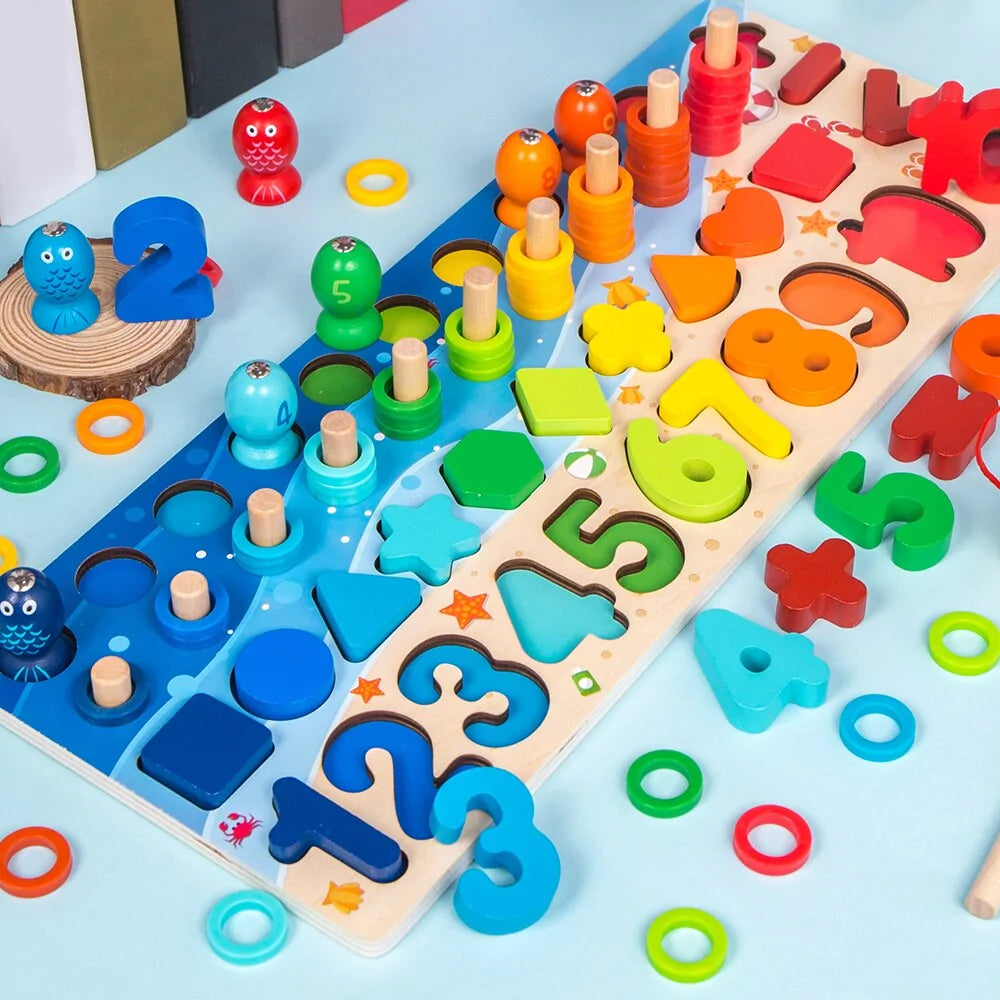 Puzzle géométrique en bois Montessori pour enfants