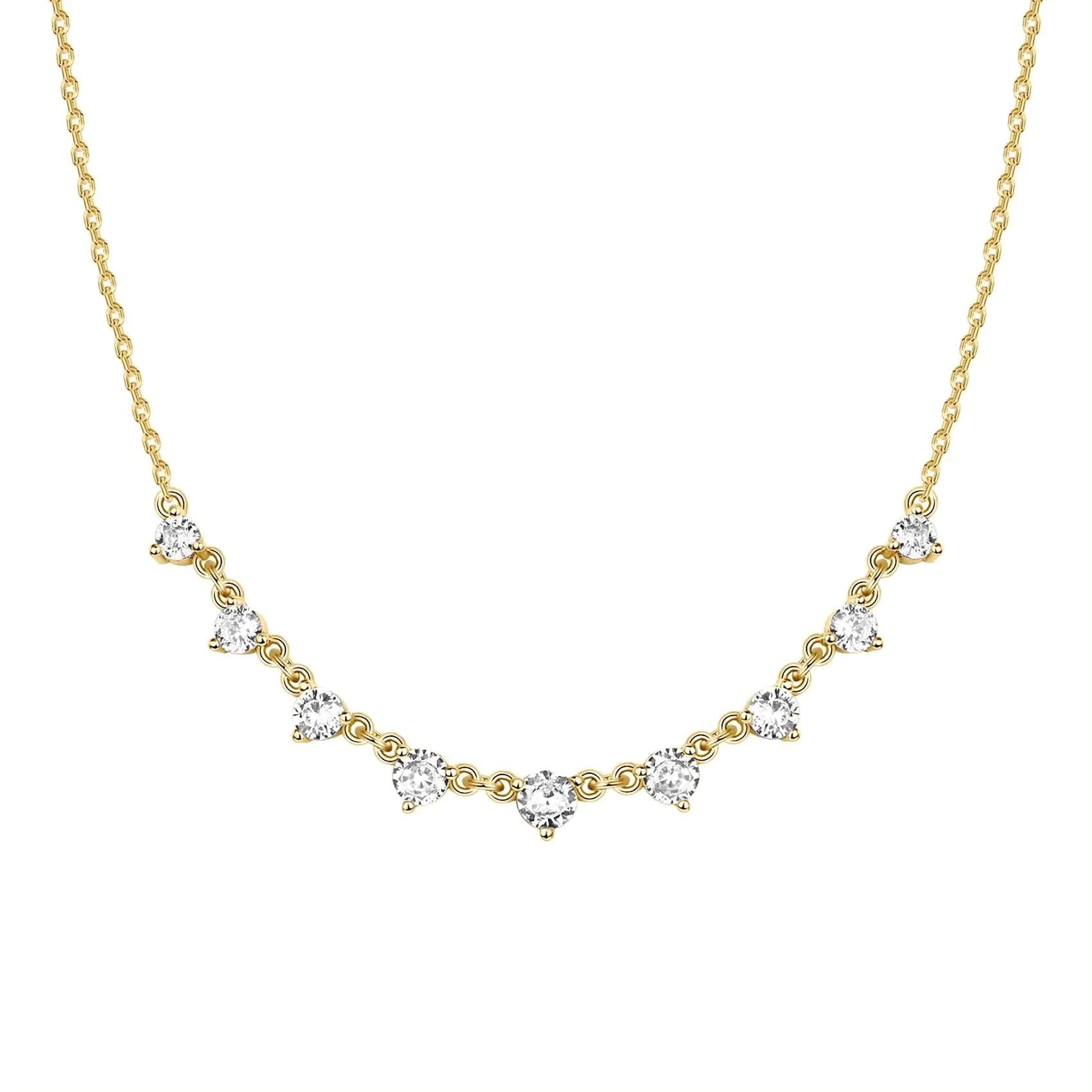 PAVOI 14K Gold Plated Station Necklace | Simulated Diamond BTY Necklace | Womens CZ Chain Necklace | Layering Necklaces Yellow Gold Princess - Vivareflex Online