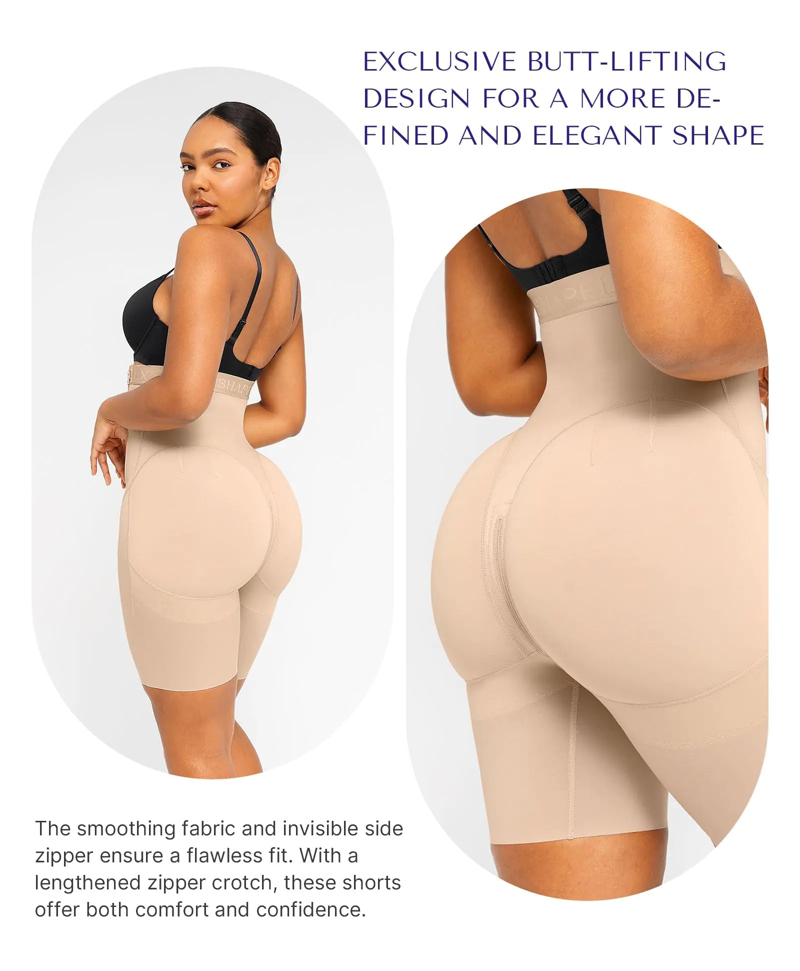 SHAPELLX High-Waisted Tummy Control Shapewear - Butt Lifting Body Shaper Shorts (3X-Large, A2-Beige) - Vivareflex Online