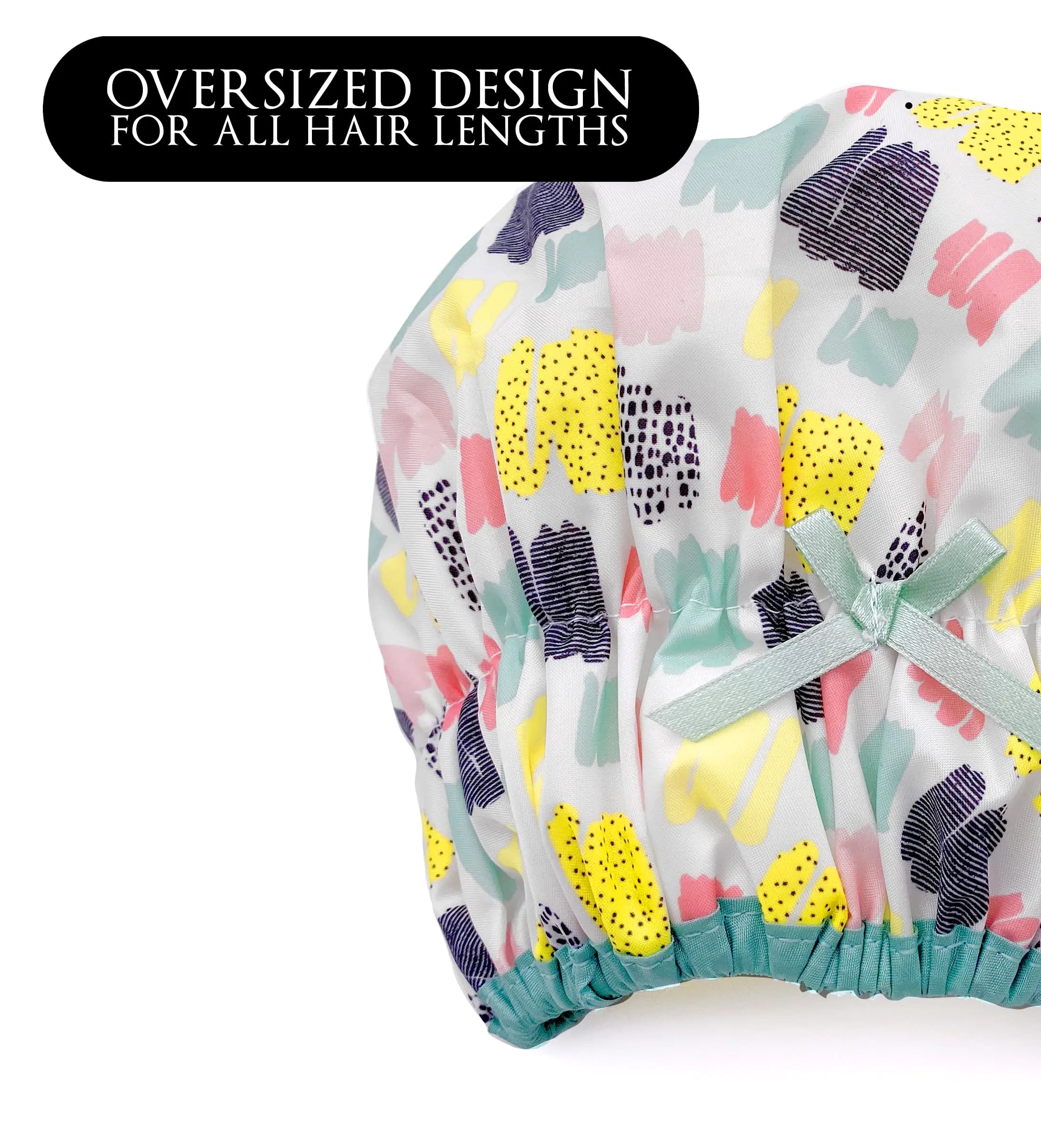 Fashionista Living Color Reusable Oversized Waterproof Shower Cap - PEVA Lined & Elastic Stretch Hem - Vivareflex Online