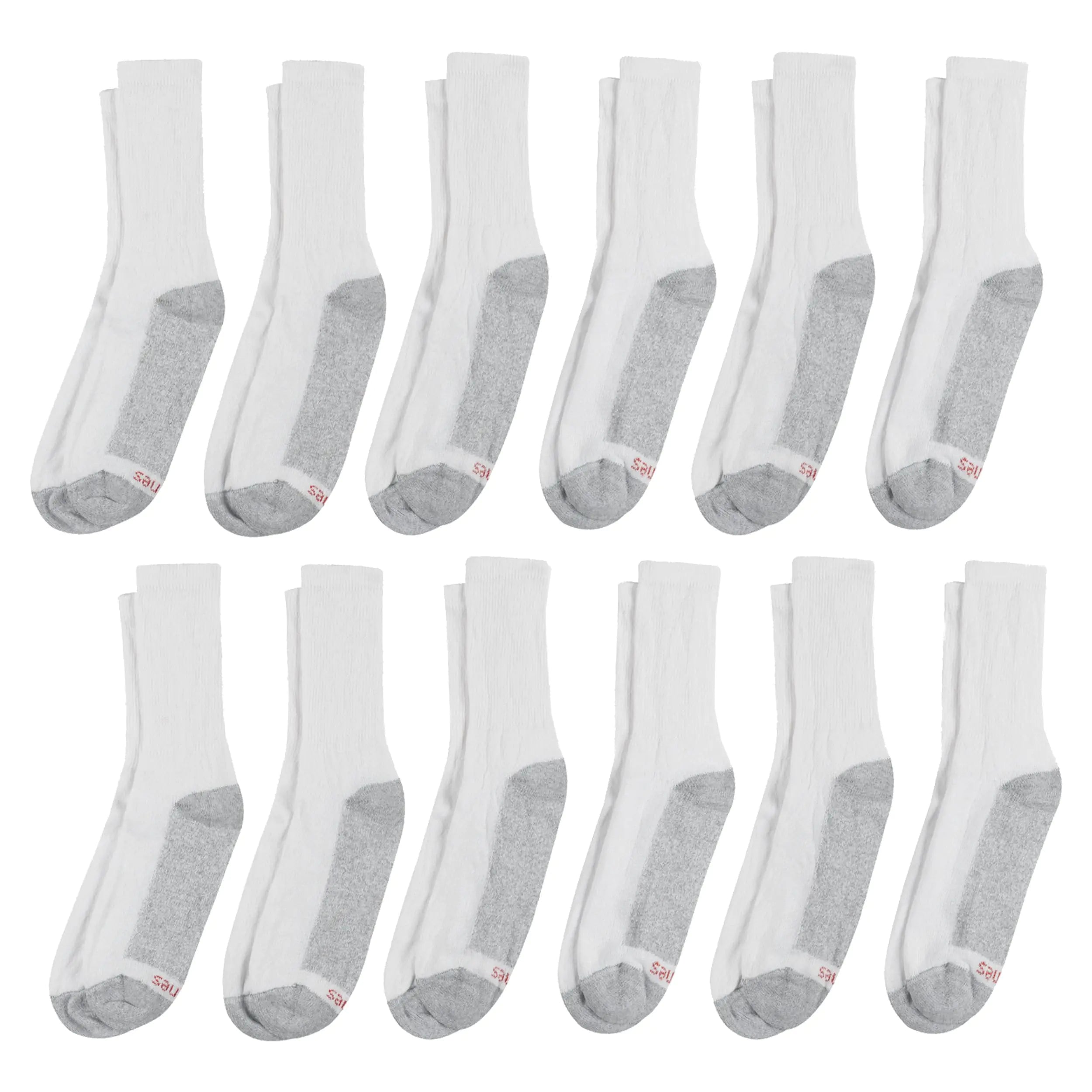 Chaussettes mi-mollet Double Tough pour hommes Hanes, lot de 12 paires, 12-14, blanc/gris, bas du pied - lot de 12