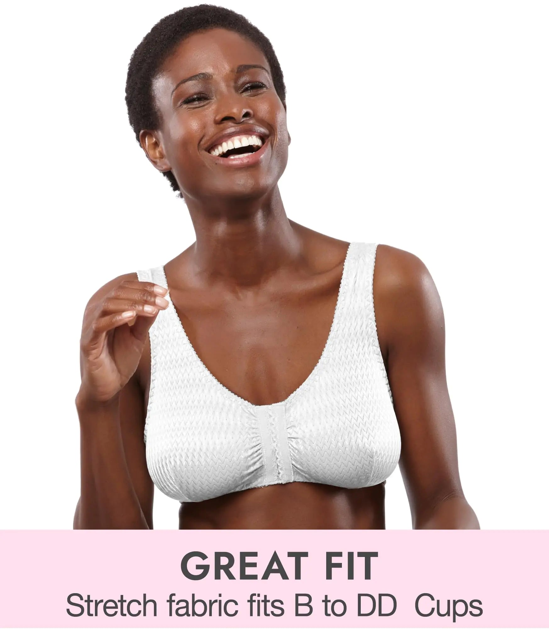 Soutien-gorge confort à fermeture frontale Carole Martin pour femme, sans armatures, taille 42, blanc