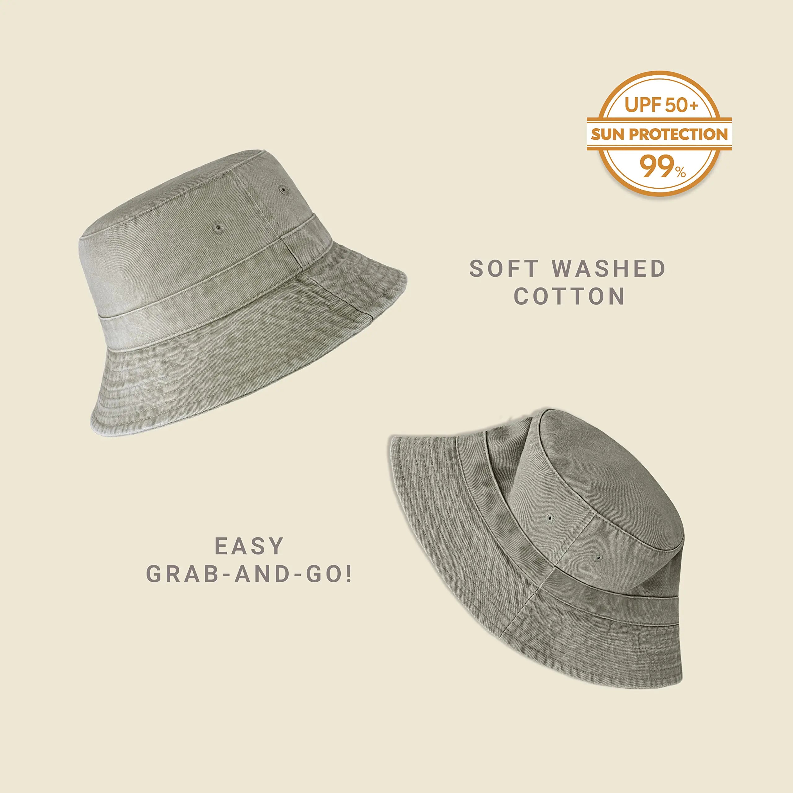 Chapeau Bob Été Chaud - Chapeau de Soleil en Coton Tendance pour la Plage, le Golf, la Pêche - Boonie de Vacances en Plein Air Amusant pour Hommes et Femmes Taille Unique Gris Rhino