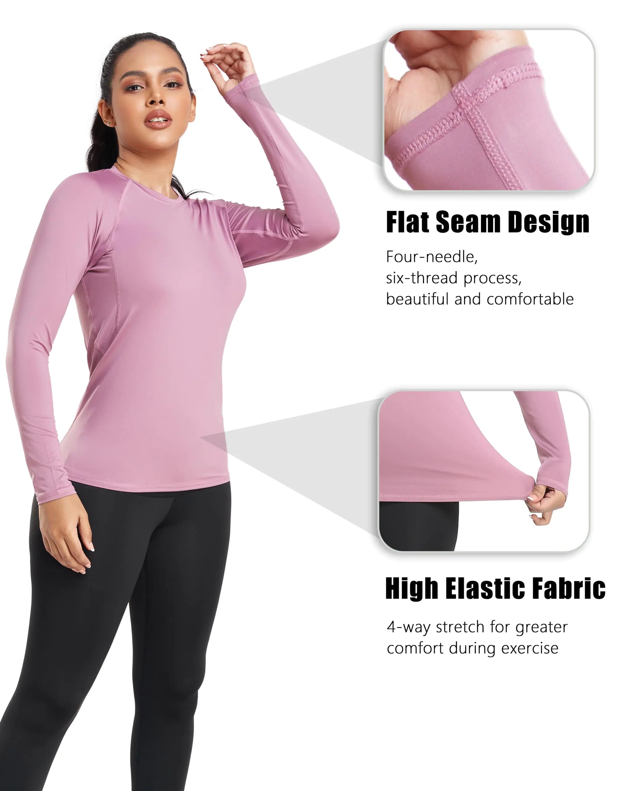 TELALEO 4 Pack Women's Compression Shirt Long Sleeve Performance Workout Baselayer Athletic Top Sports - Vivareflex Online