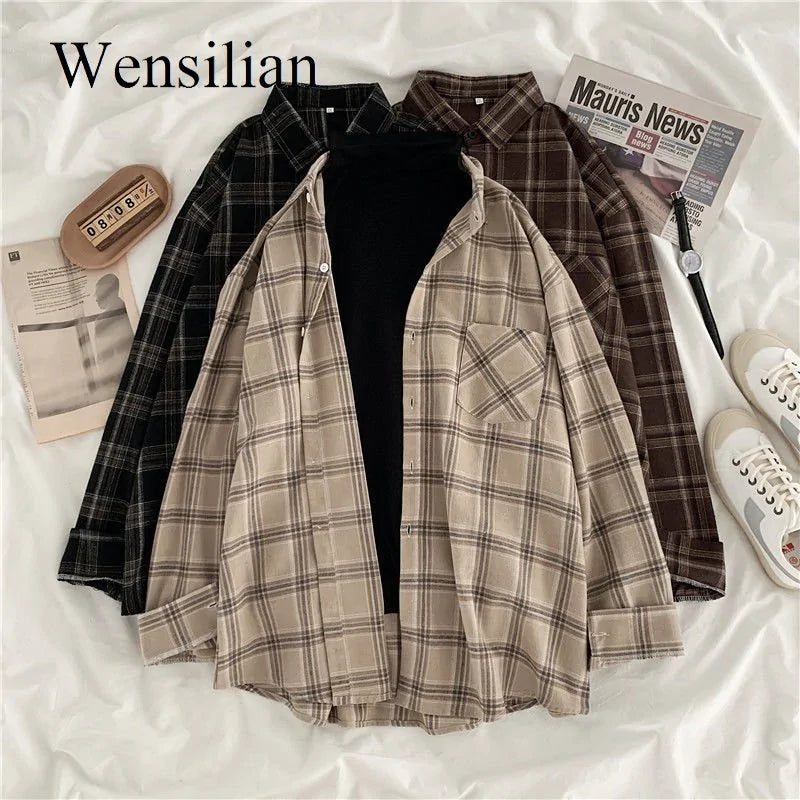 Women Shirt Plaid Female Oversize Blouse Vivareflex Online