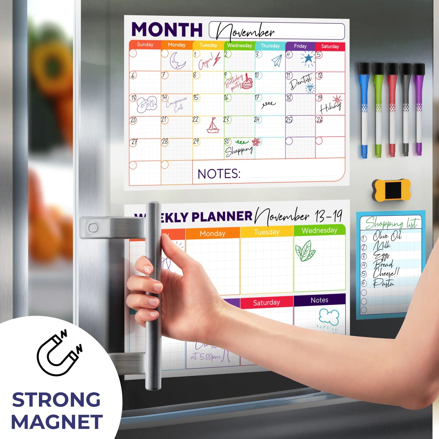 Magnetic Trio Whiteboard Calendar Kit - Monthly, Weekly & Daily Planner Set with Markers Vivareflex Online