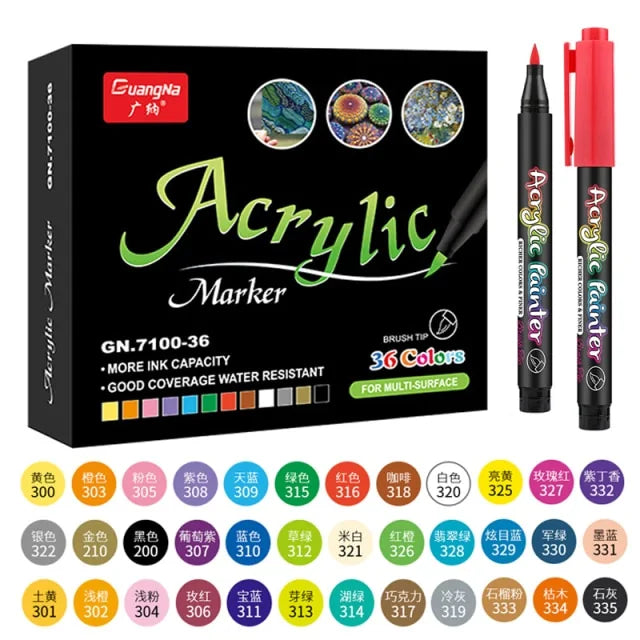 Stylos de peinture acrylique 36 couleurs