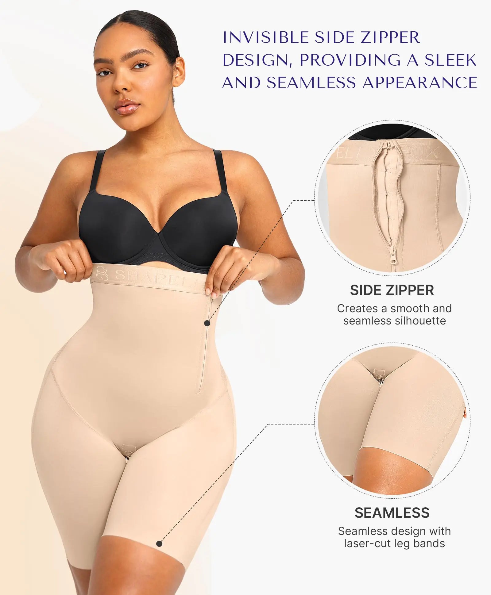 SHAPELLX High-Waisted Tummy Control Shapewear - Butt Lifting Body Shaper Shorts (3X-Large, A2-Beige) - Vivareflex Online