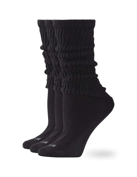 HUE Women's Slouch 3 Pair Pack - Soft Chunky Scrunch, Stack Socks