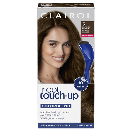 Coloration permanente pour cheveux Clairol Root Touch-Up de Nice'n Easy, 5 couleurs de cheveux châtain moyen, (lot de 1)