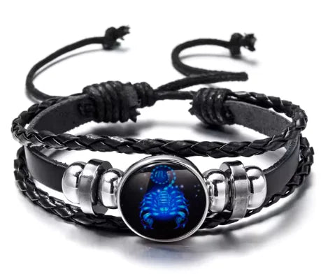 Luminous Zodiac Constellation Braided Couples Leather Bracelet for Men Vivareflex Online