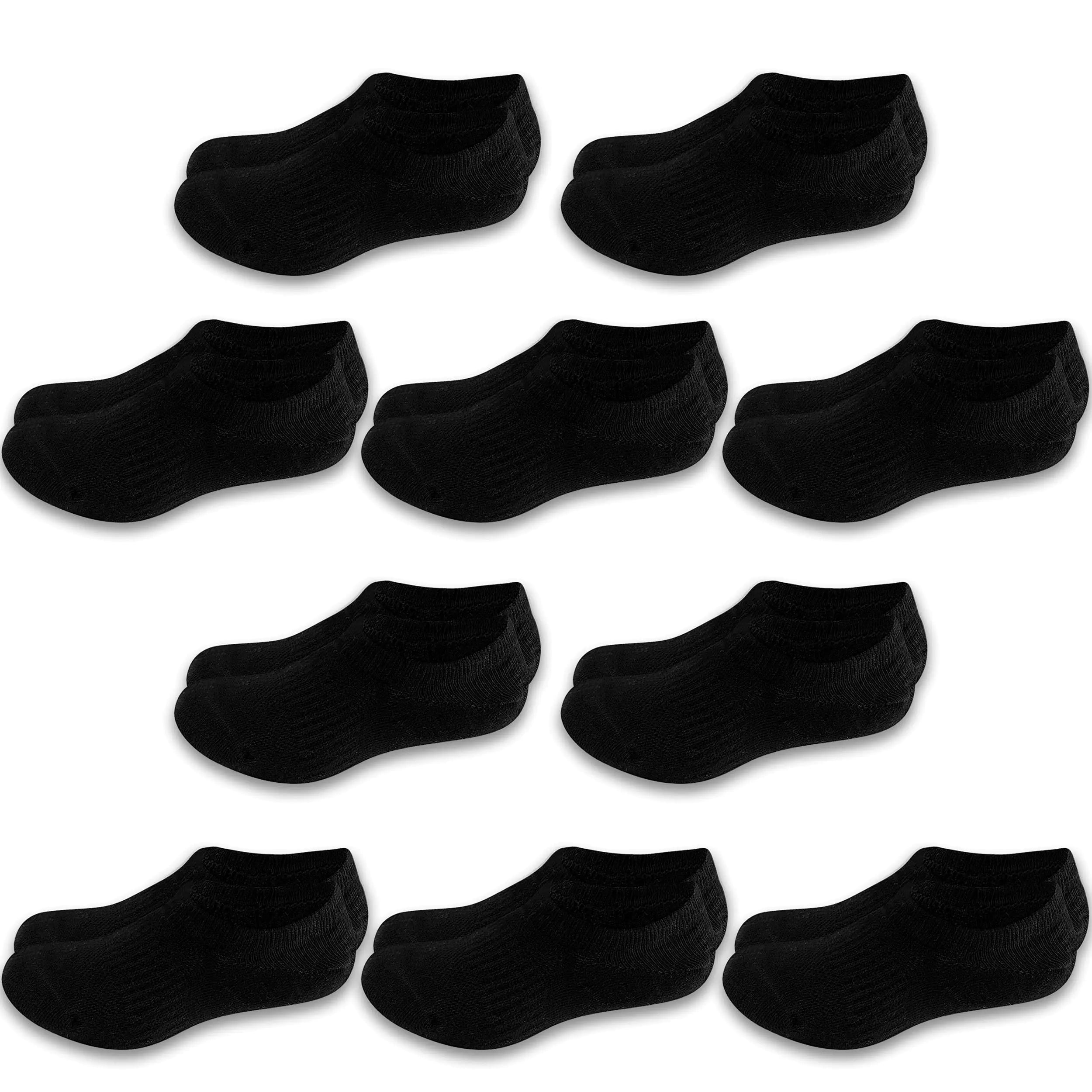 Cozi Foot 10 Pairs Boys Girls No Show Socks Cotton Non Slip Low Cut Socks Medium C02-black - Vivareflex Online