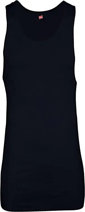 Hanes Men’s Tagless Ribbed Undershirt Tall, Various Pack Size Options X-Large Tall Black - 3 Pack