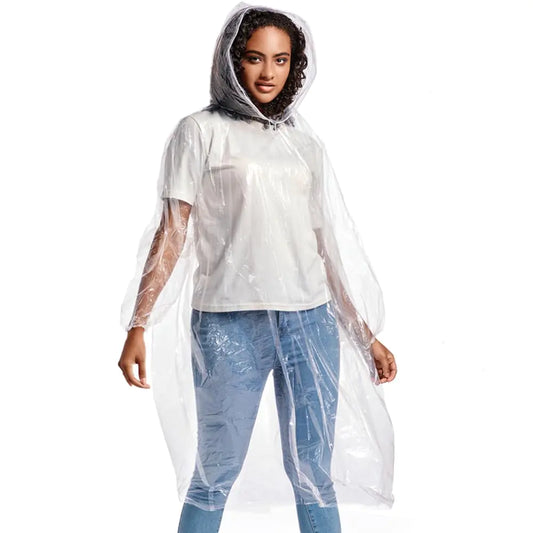 ALBRY Disposable Rain Ponchos  for Adults with Drawstring Hood - Emergency Rain Ponchos