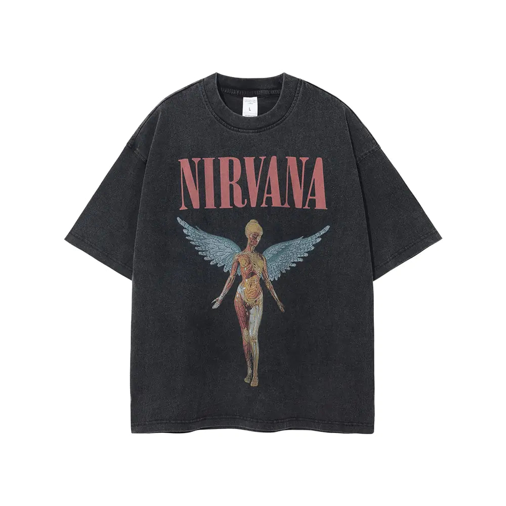 Vintage Angel Print Grunge Oversized Tshirts Men Vivareflex Online