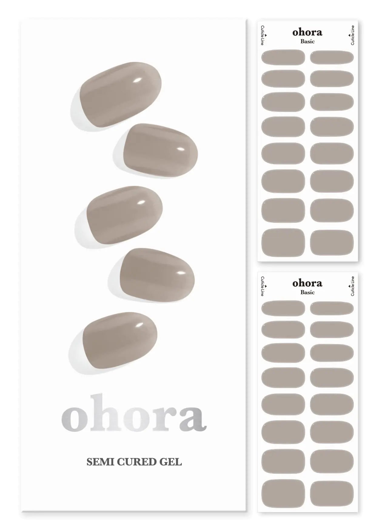 Tiras de gel semicuradas para uñas ohora (N Bare Gray): funcionan con cualquier lámpara de uñas, calidad de salón, duraderas, fáciles de aplicar y quitar; incluye 2 almohadillas de preparación, lima de uñas y palito de madera 19. N Bare Gray 