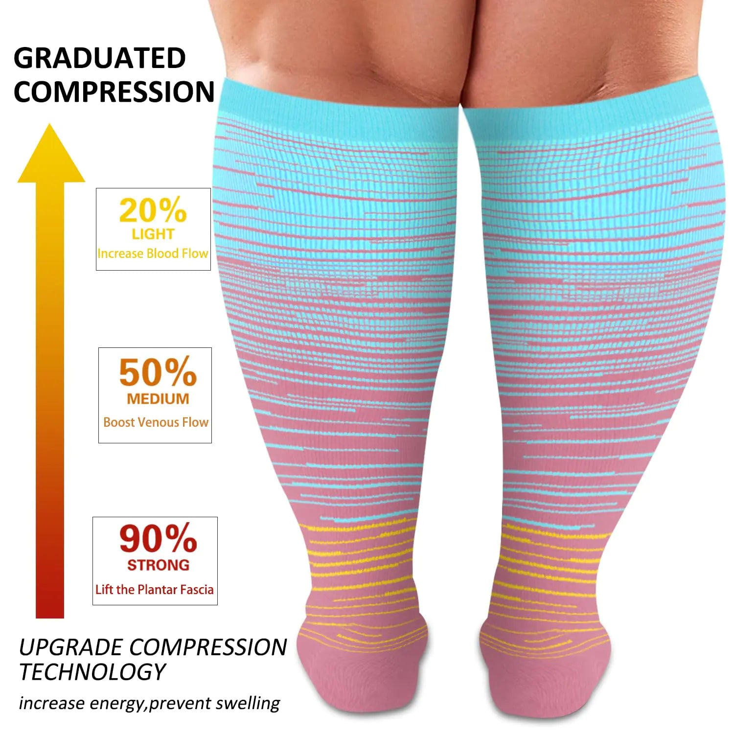 Diu Life 3 Pairs Plus Size Compression Socks for Women and Men - Vivareflex Online