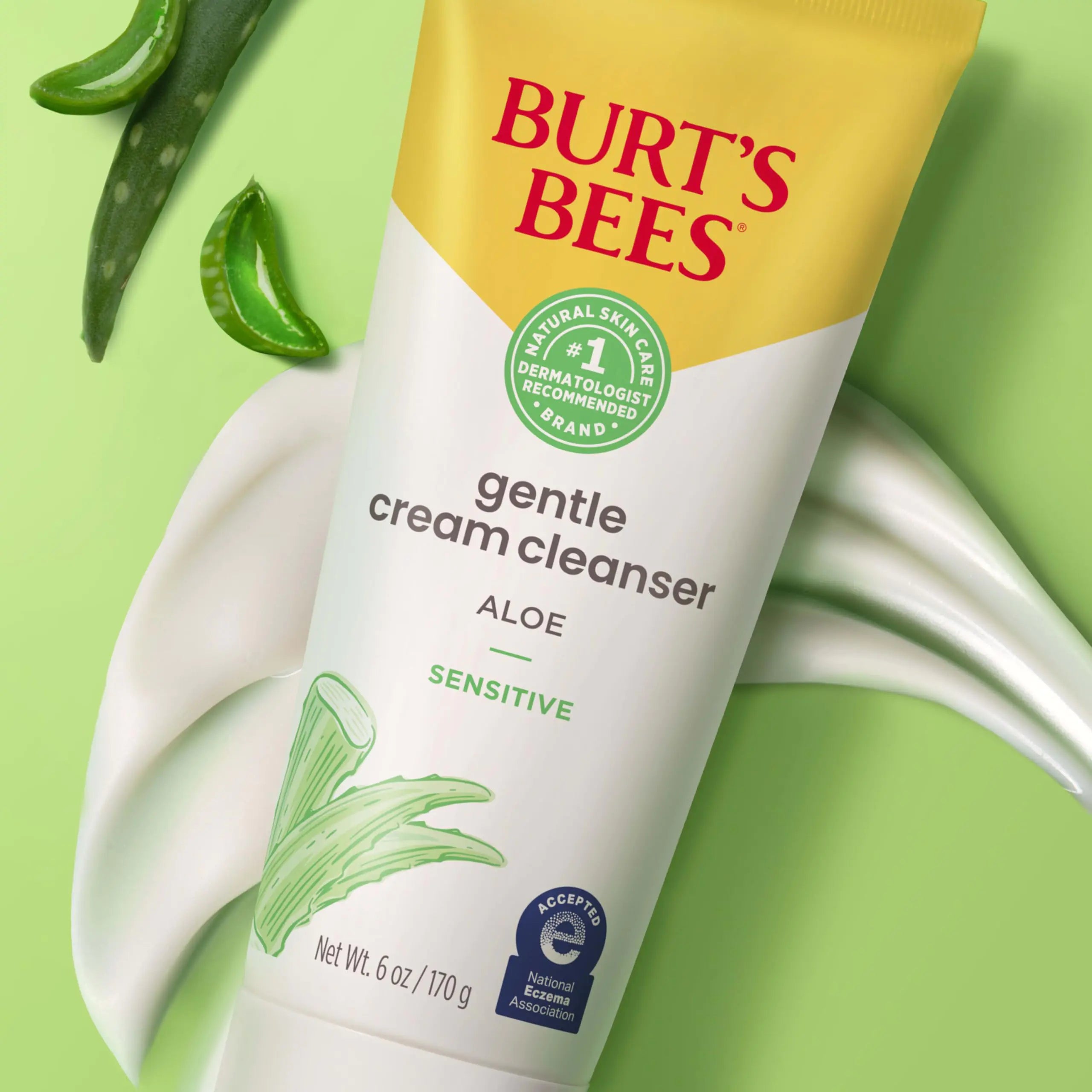 Crème nettoyante douce Burt's Bees à l'aloès pour peaux sensibles, 98,9 % d'origine naturelle, 6 onces Aloe Vera 6 onces (paquet de 1)