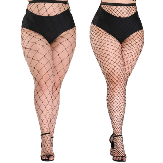 Akiido Bas résille, collants taille haute pour femme, bas résille à strass scintillants, bas en maille strass, taille unique, noir 04-2 paires, grille large et moyenne