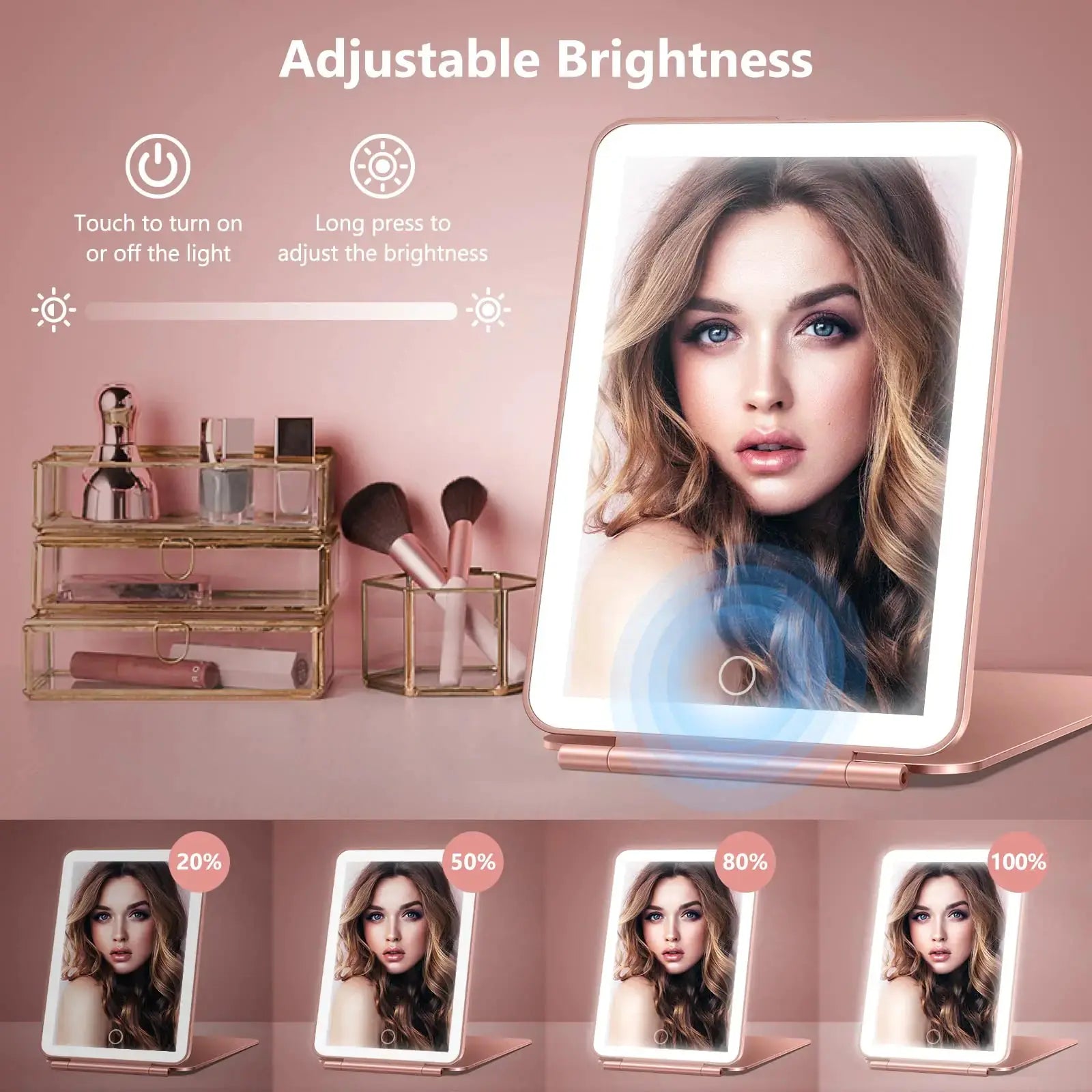 Rechargeable Travel Makeup Mirror, Vanity Mirror with 80LEDs_Vivareflex_Online