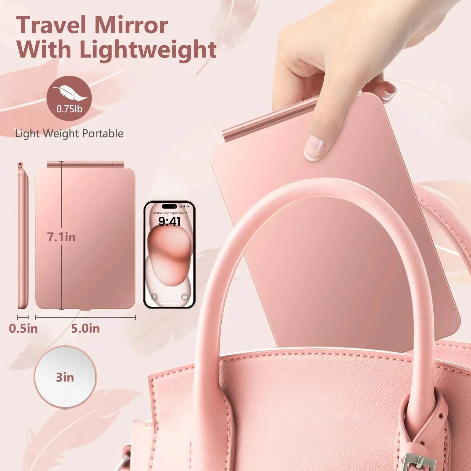 Travel Makeup Mirror, Vanity Mirror with 80LEDs, 3 Color Lighting_Vivareflex_Online