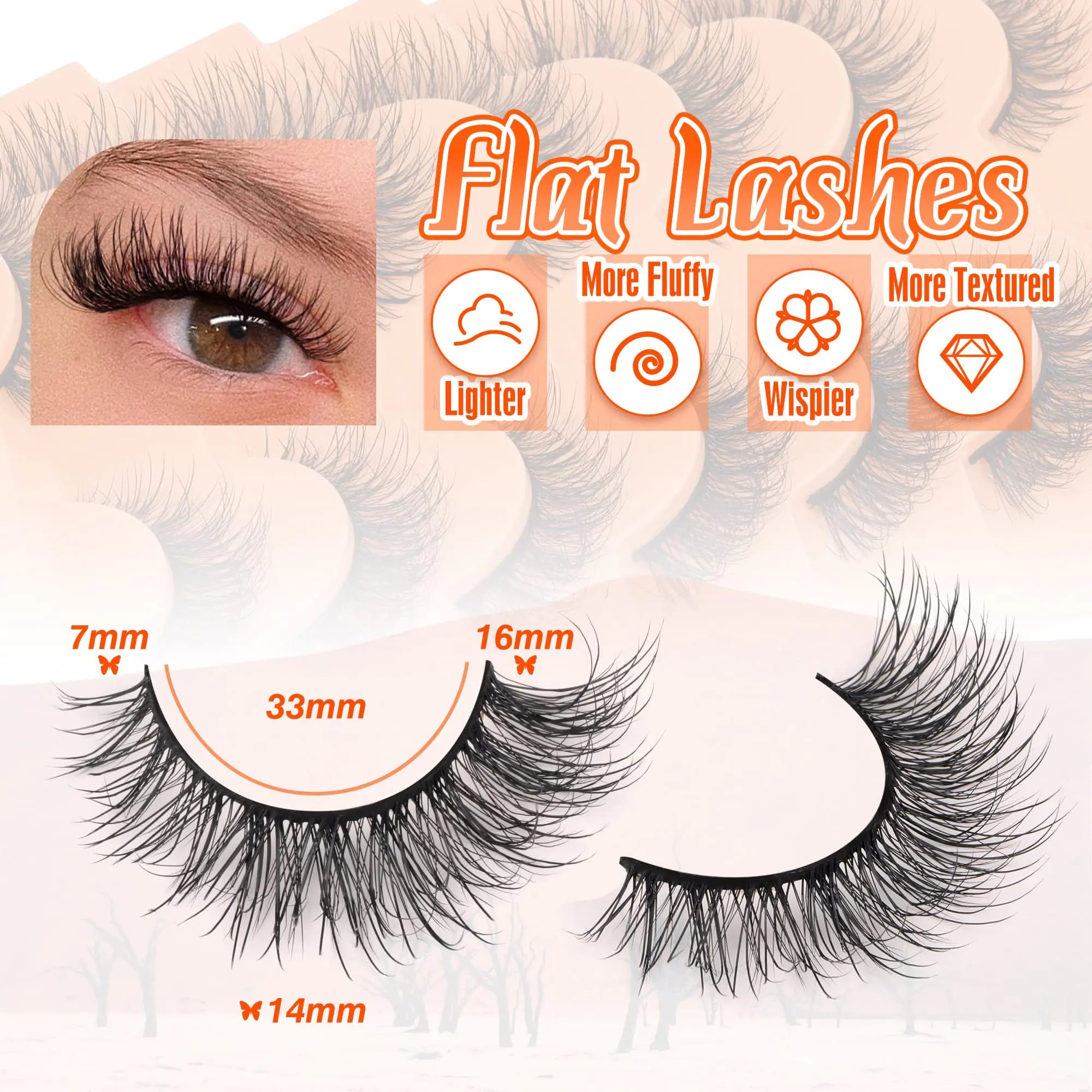 ALPHONSE 16MM Natural Wispy Flat Eyelashes – Fluffy Cat Eye Look - Vivareflex Online