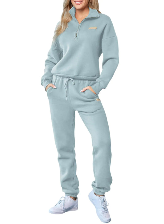 Herseas Women 2 Piece Outfits Sweatsuit Lounge Set Half Zip Pullover with Jogger Airport Tracksuit Matching Pants Set - Vivareflex Online