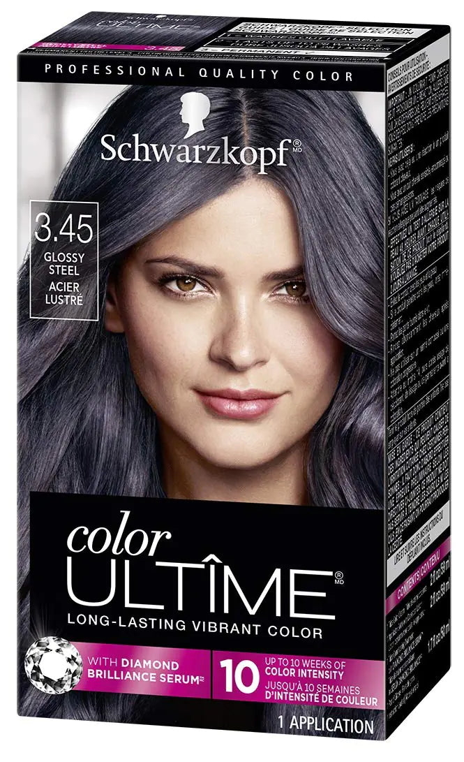 Tinte permanente para cabello en crema Schwarzkopf Color Ultime Metallic, 3,45 acero brillante, 0,48 onzas líquidas (paquete de 12) 