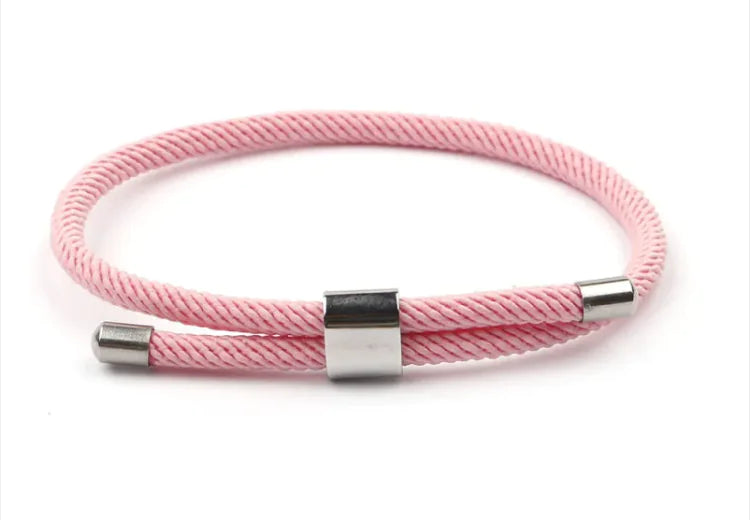 Bracelet en corde rouge et noir avec boucle en acier – Bracelet d'amitié porte-bonheur